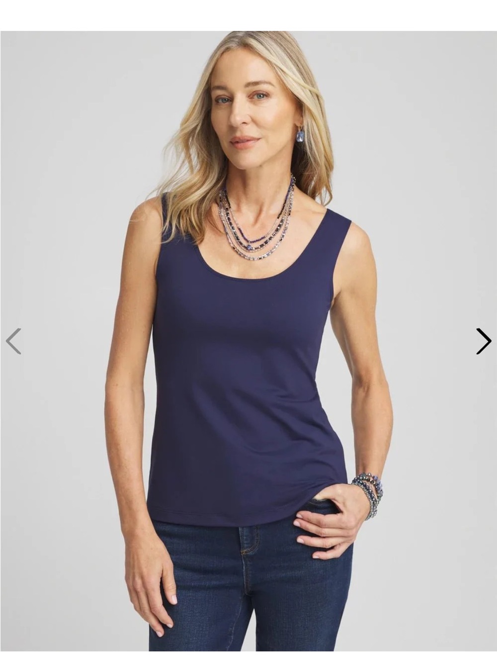 Chicos Women's Navy Scoop Neck Microfiber Tank Top Chicos 3 (like XL)
